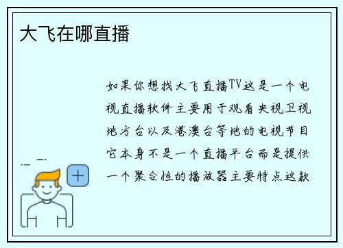 大飞在哪直播